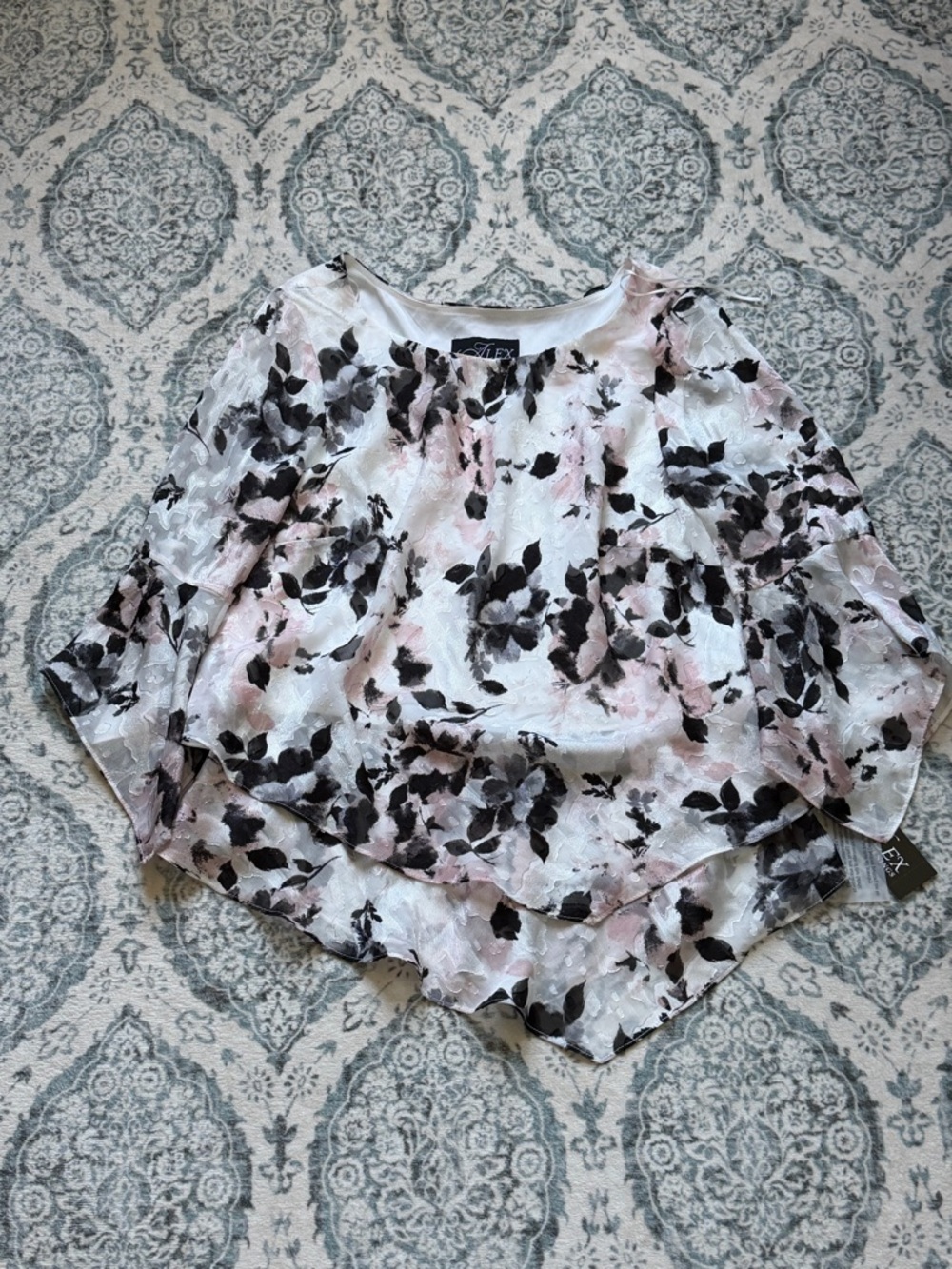 Floral Sheer Blouse in White and Pink